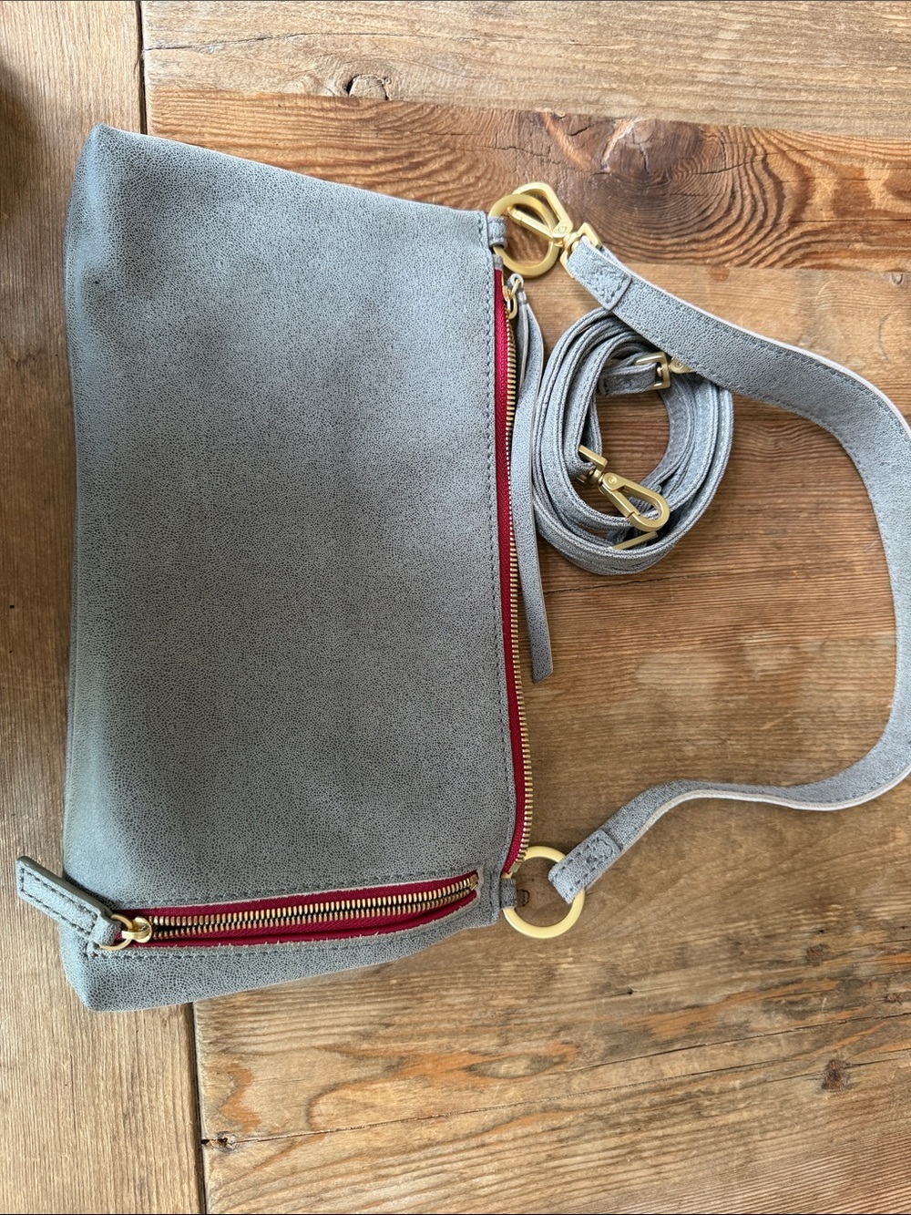 Hammitt Light Gray Suede Crossbody with Gold Studs - Picture 7 of 10